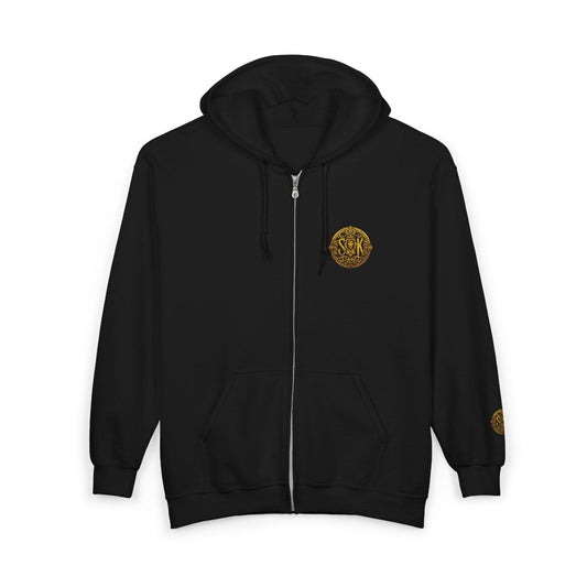 "SK Mode Black Gold Emblem Zip Hoodie" - SK Mode